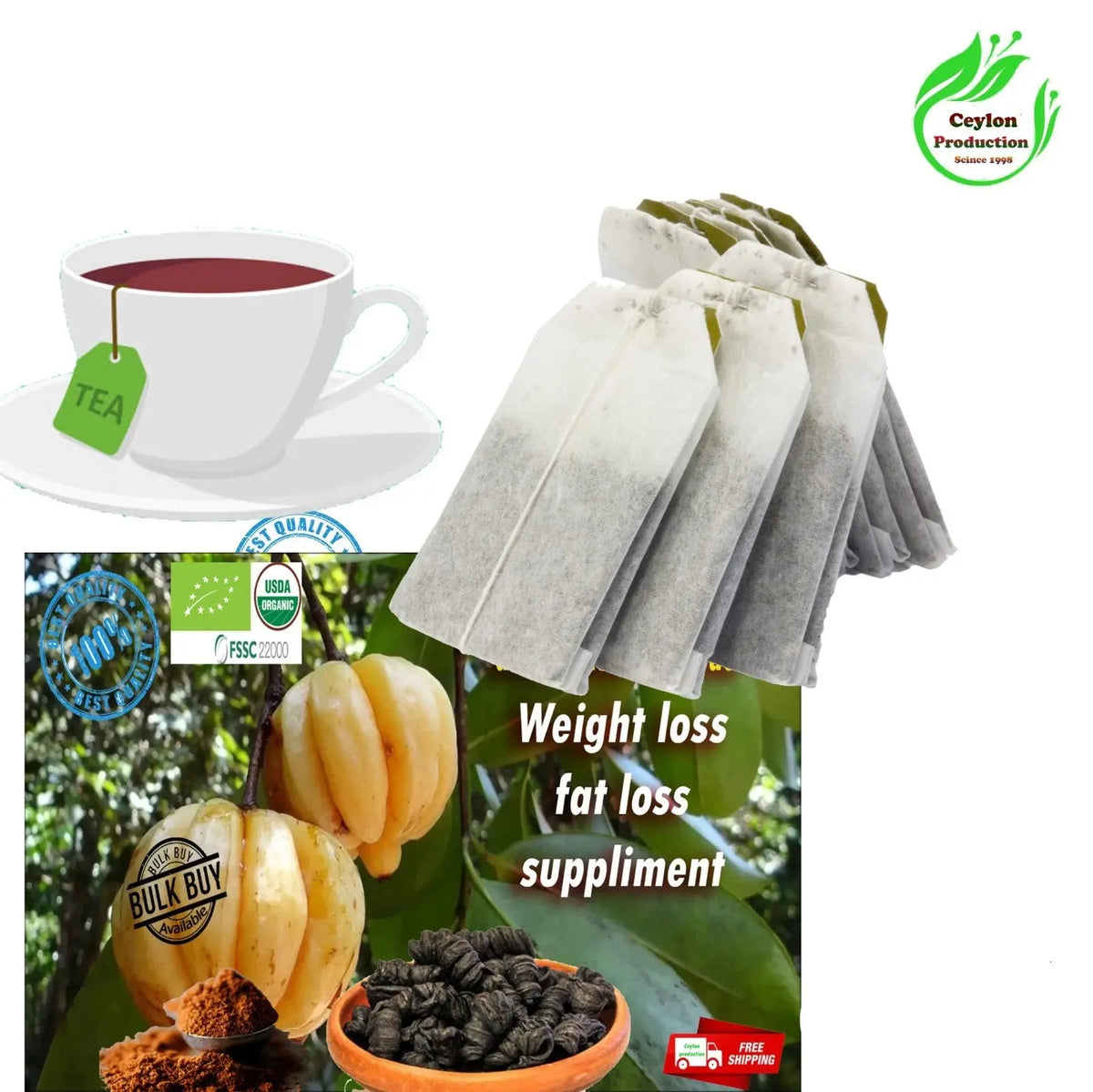 Organic Garcinia Tea Bags Natural Herbal Garcinia Cambogia Infusion weight loss