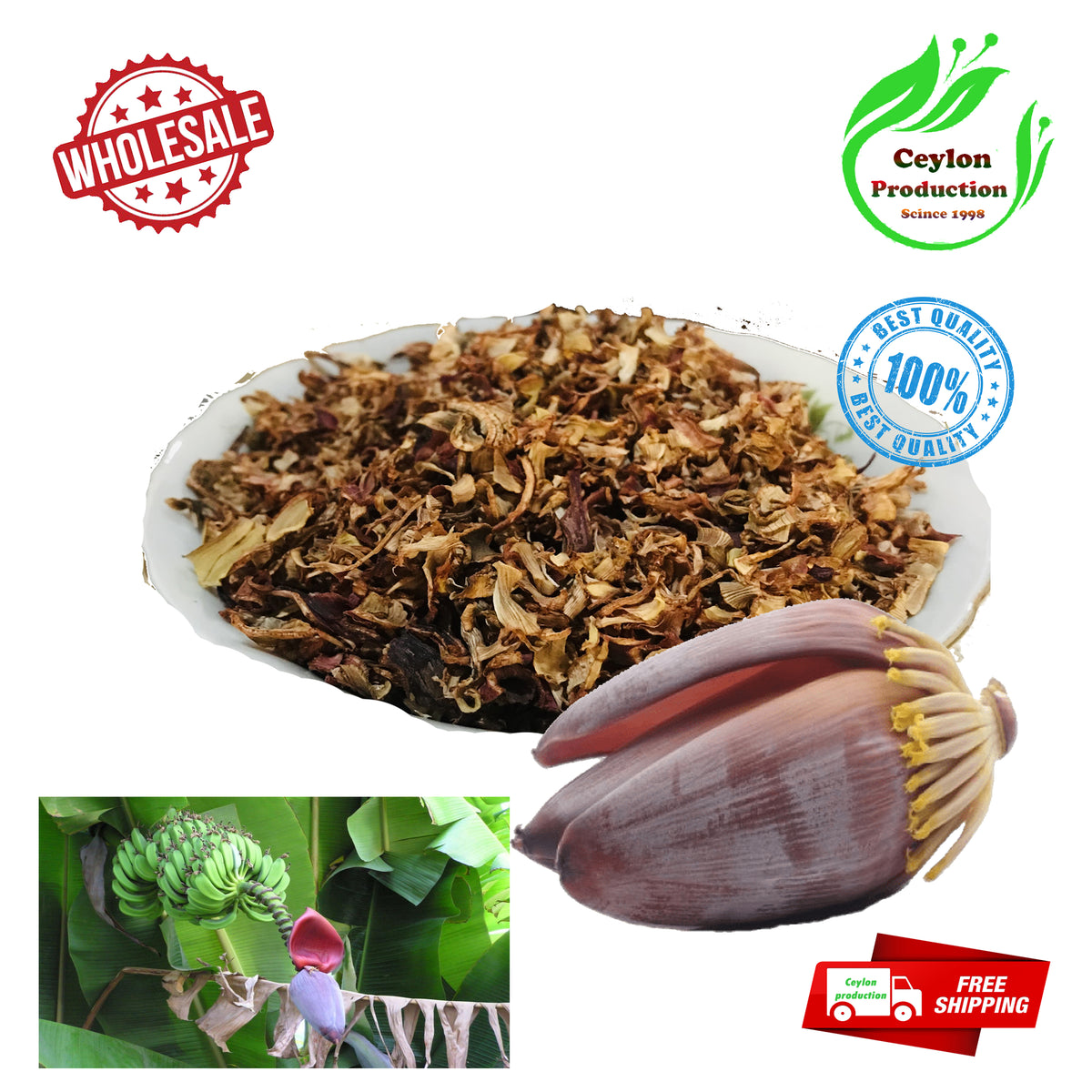Dried Banana Flower Blossom slices(1-2cm) organic pure natural  home garden