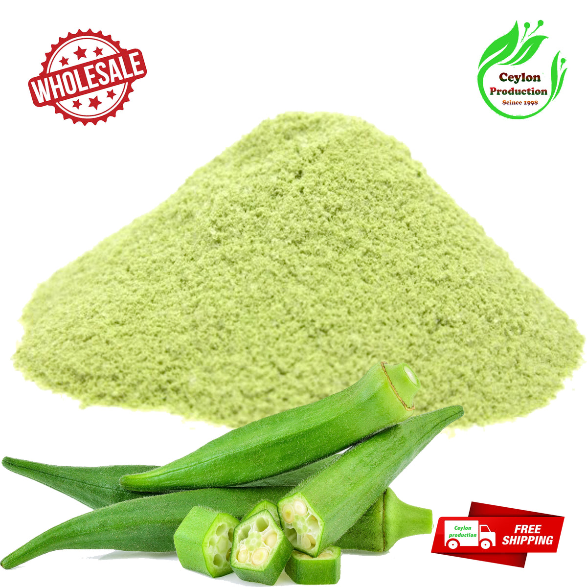 Dehydrated/dried Okra/ladies' finger Ground Powder for Soups natural pure organic(Abelmoschus esculentus)
